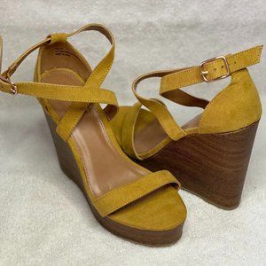Yellow Heel Wedges Summer Y2K